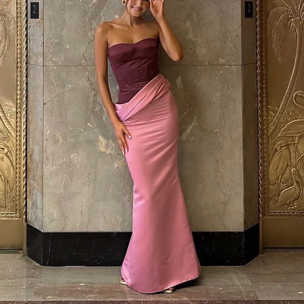 Nafsika skourti two tone gown rose/wine